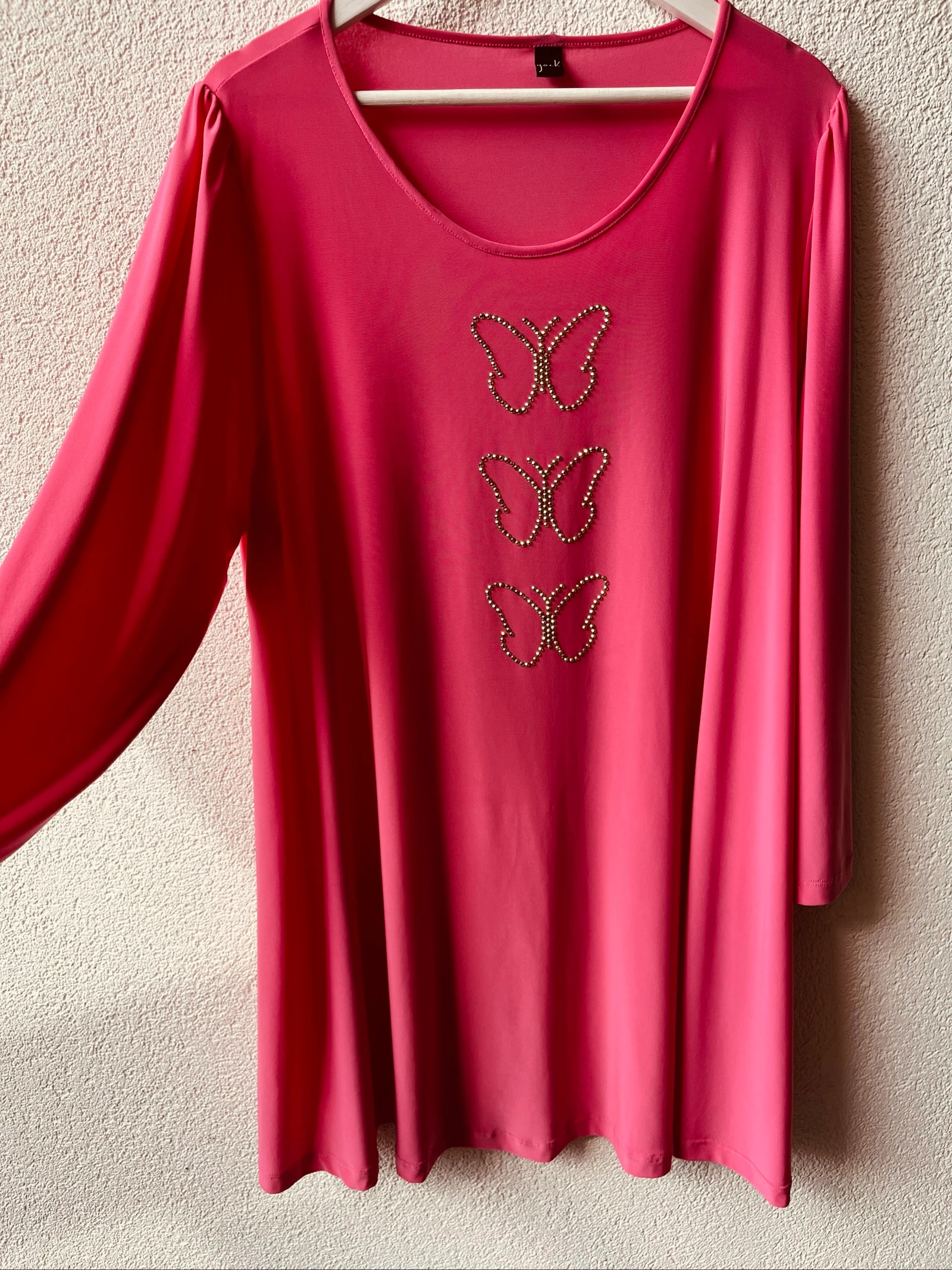 🌺 𝒎𝒛 | Yoek | Tuniek / Jurk | XL 50/52 | roze | Goudkleurige vlinders – photo 2